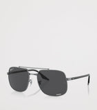 Lunettes de soleil carrées Ray-Ban Verres Polarized+ monture métallique - Produit britannique