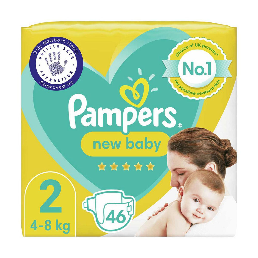 Pampers New Baby Size 2, 46 Newborn Nappies, 4kg-8kg, Essential Pack