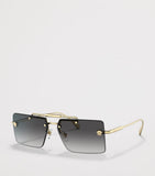 Lunettes de soleil rectangulaires sans monture Versace en métal doré - Produit britannique