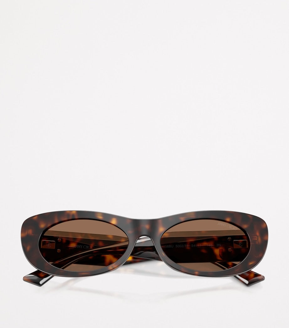 Jimmy Choo Havana oval sunglasses with crystal logo (British brand)