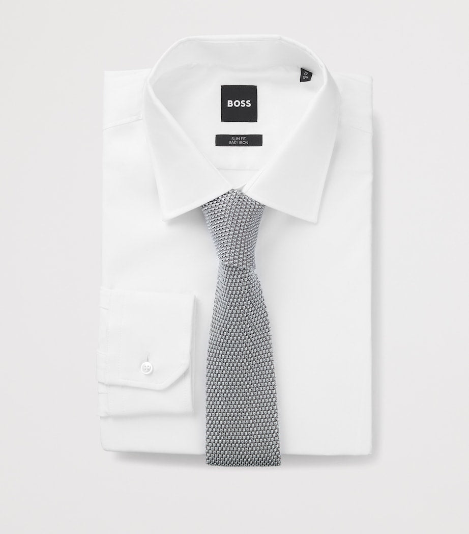 BOSS knitted silk tie with textured weave (British brand)