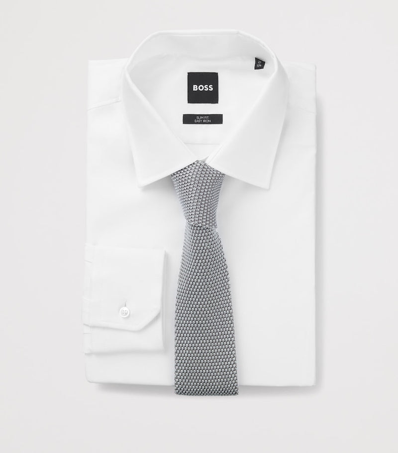 BOSS knitted silk tie with textured weave (British brand)