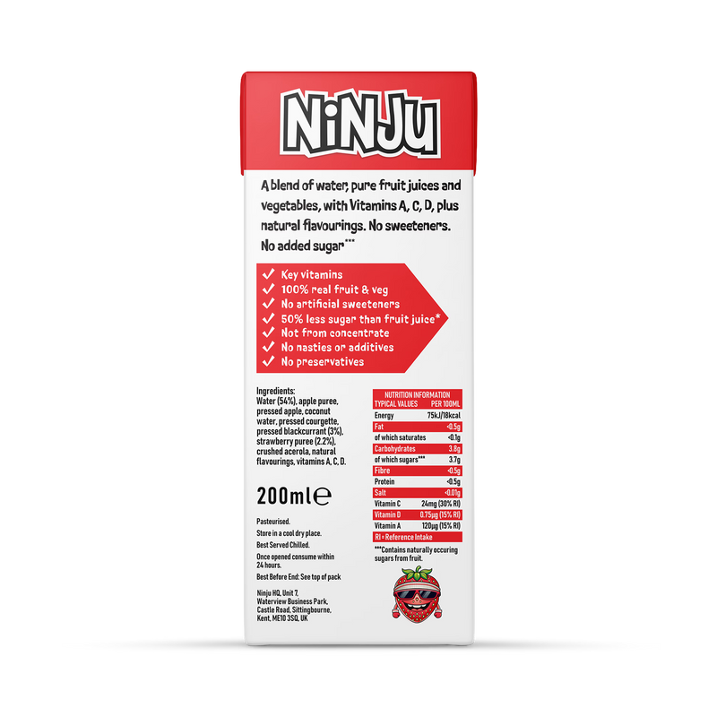 Ninju strawberry blackcurrant vitamin water 200ml - British product