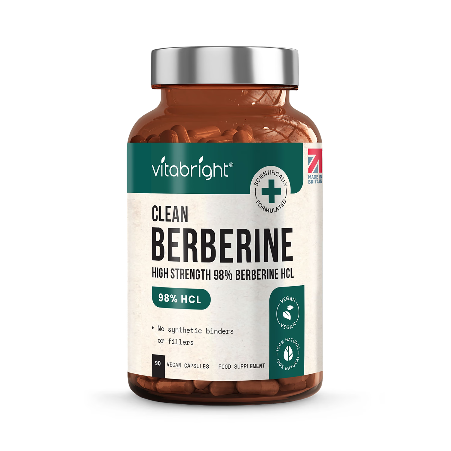 VitaBright Berberine HCL supplement 98% purity 90 capsules (British brand)