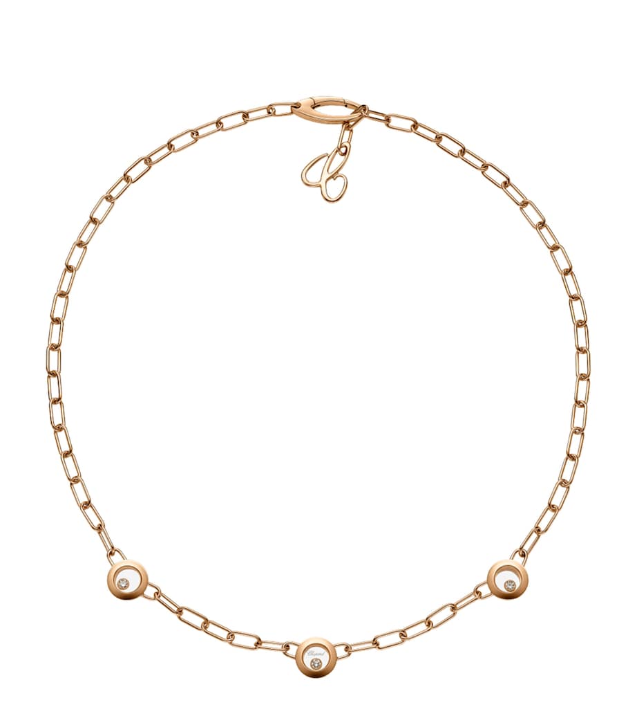 Chopard Happy Diamonds necklace rose gold floating diamonds (British brand)