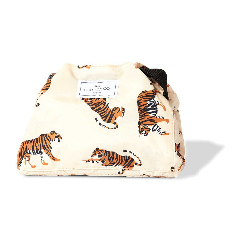 The Flat Lay Co. Neutral Tigers Full Size Flat Lay Makeup Bag