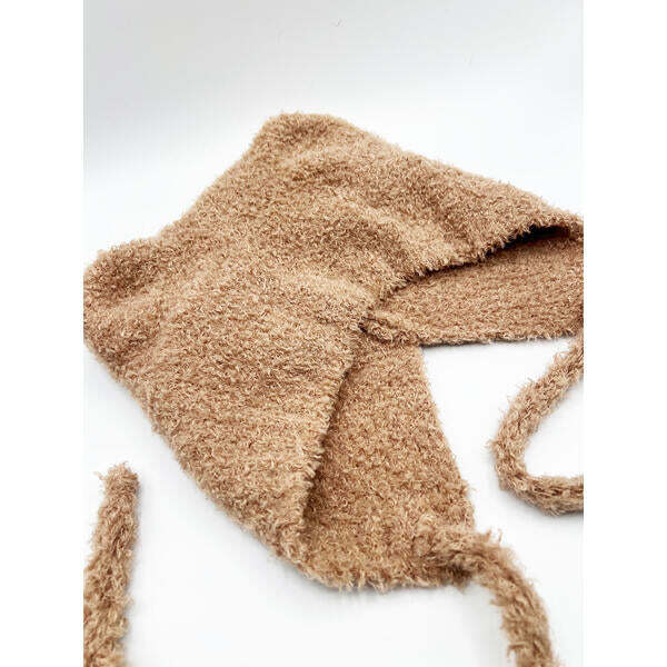 SVNX bear ear beanie in beige, imported from the UK