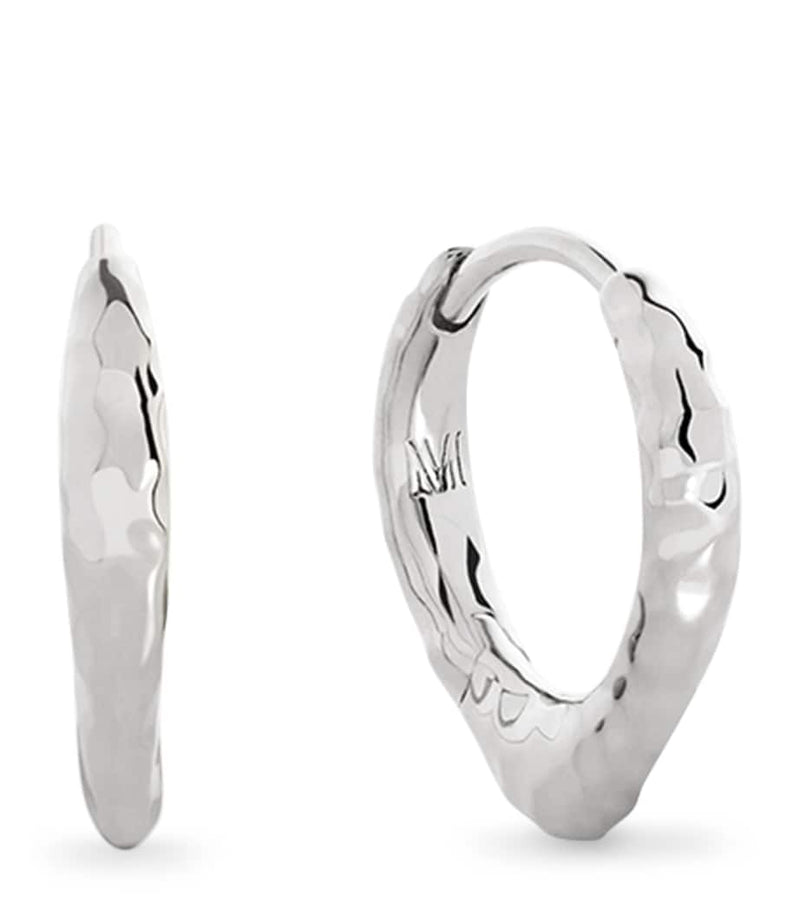 Monica Vinader sterling silver Siren tapered huggie earrings, imported from the UK