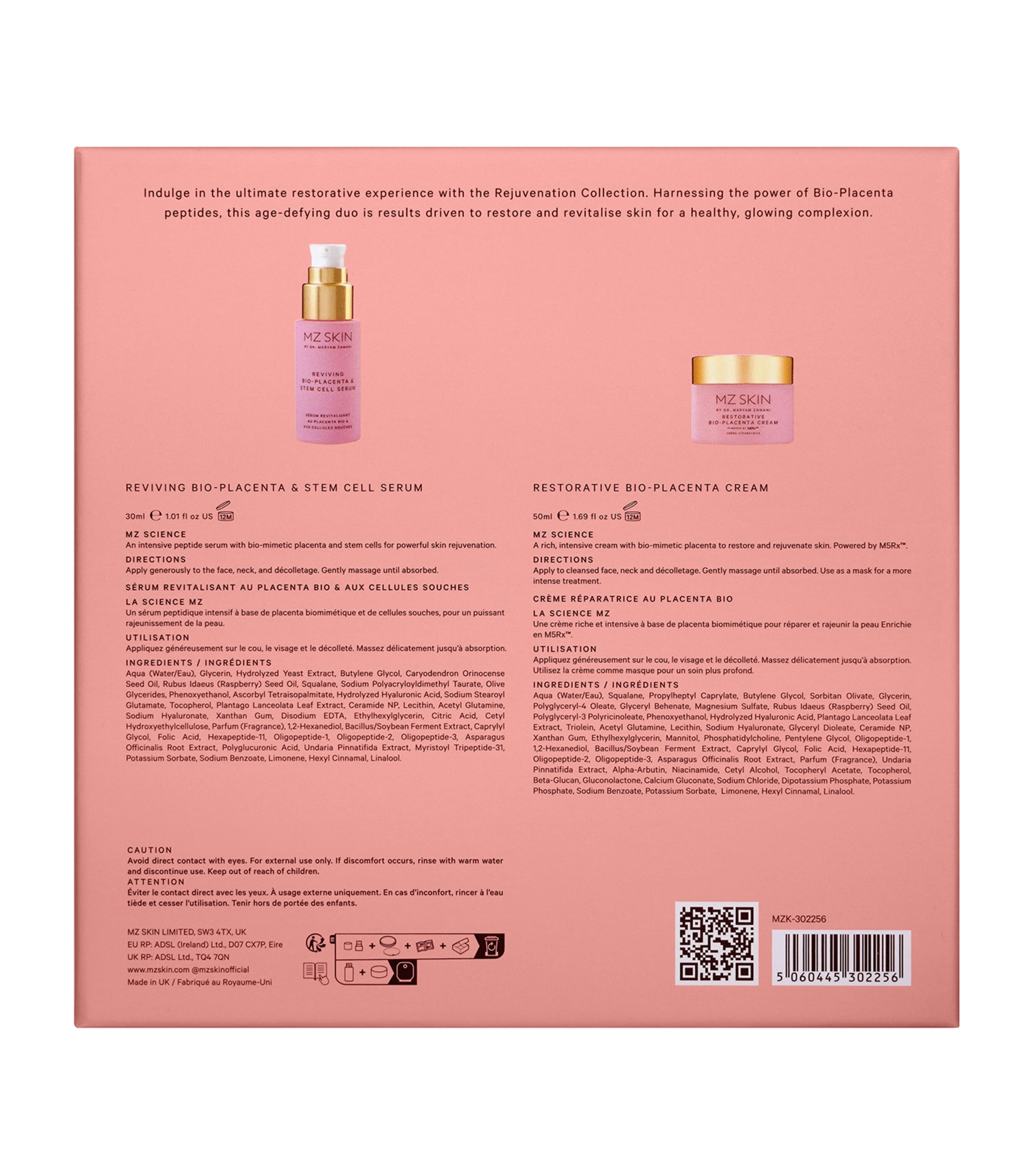 MZ Skin Rejuvenation Collection skincare gift set, imported from the UK