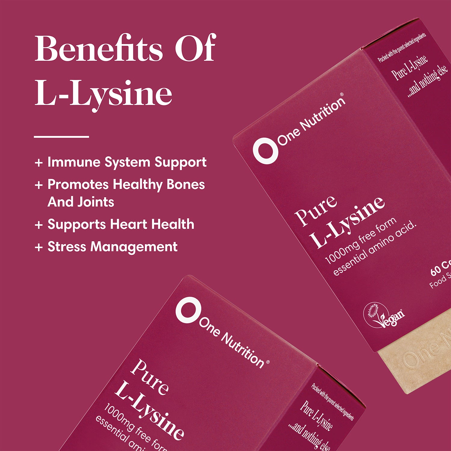 One Nutrition L-Lysine supplement 60 capsules, imported from the UK