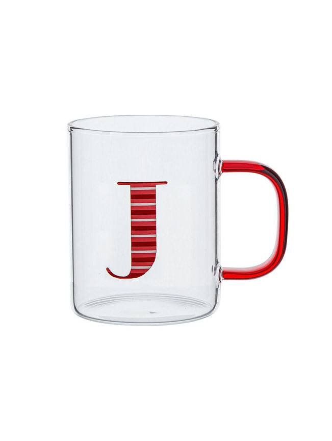 George Home Red Alphabet Glass Mug - J GOODS ASDA   