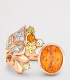 Boodles rose gold diamond garnet sapphire ring, imported from the UK