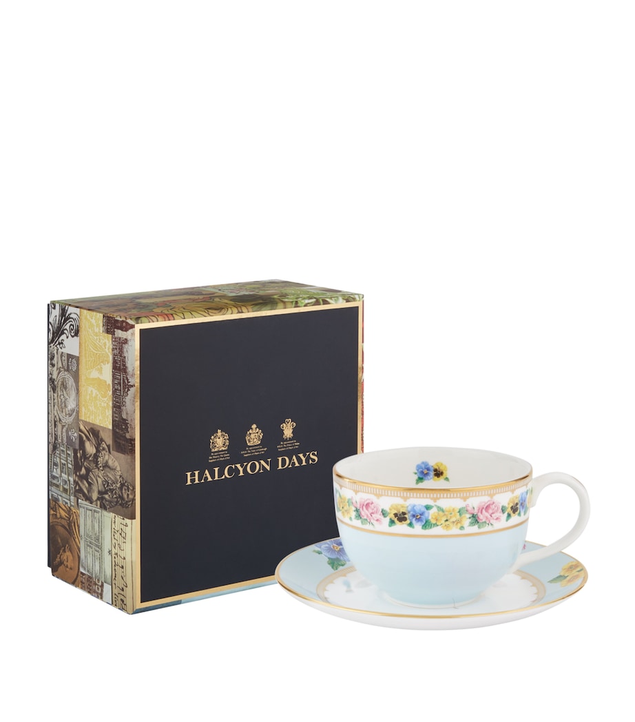 Halcyon Days Shell Garden Floral teacup and saucer, UK version