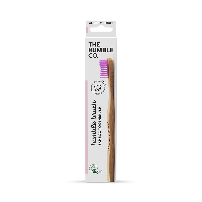 Humble Bamboo Adult Medium Bristle Toothbrush Blue Purple White or Green