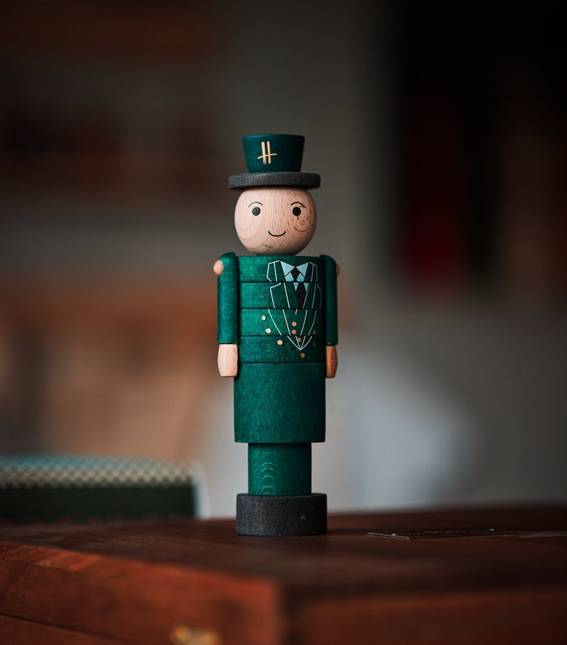 Harrods Stackable Green Man handmade wooden toy, imported from the UK