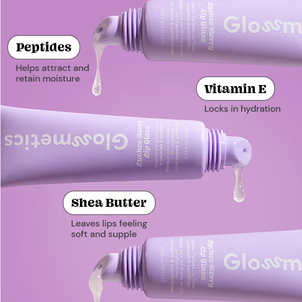 DNR Glossmetics Lychee Berry Lip Glaze, imported from the UK
