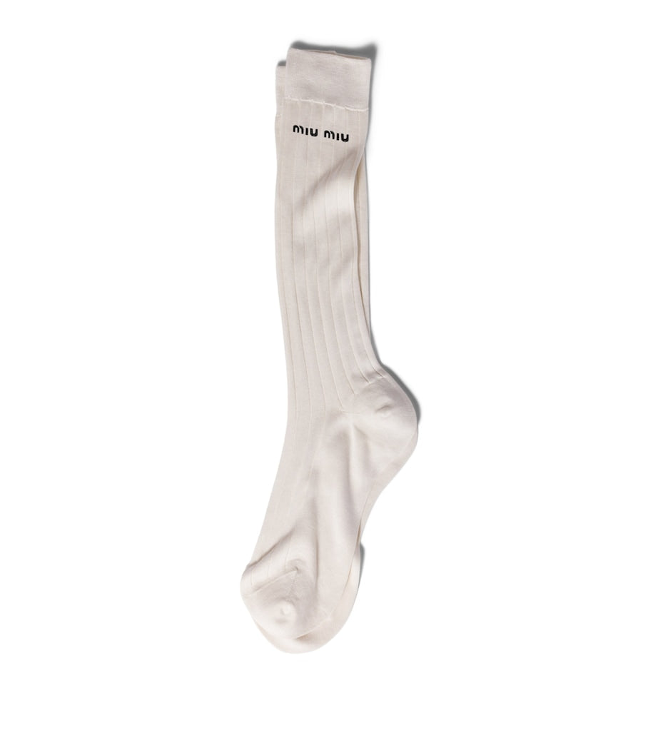 Miu Miu silk-blend logo socks, Italian luxury - British product