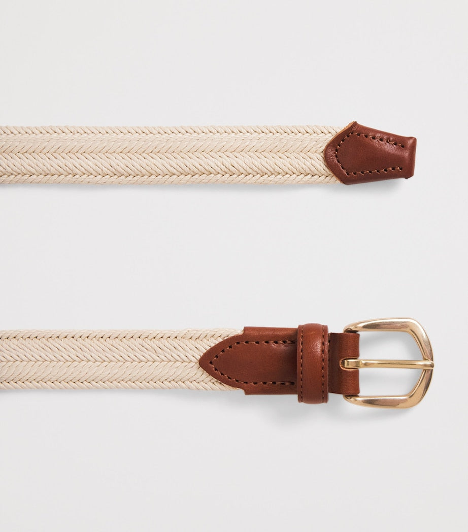 Eleventy cotton woven belt with gold-tone buckle - British product