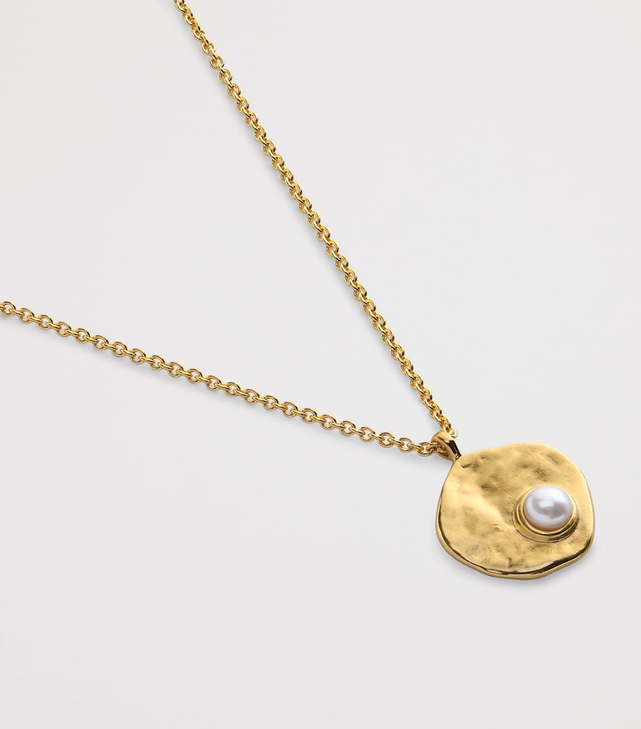 Monica Vinader gold vermeil pearl Capri disc necklace, UK version
