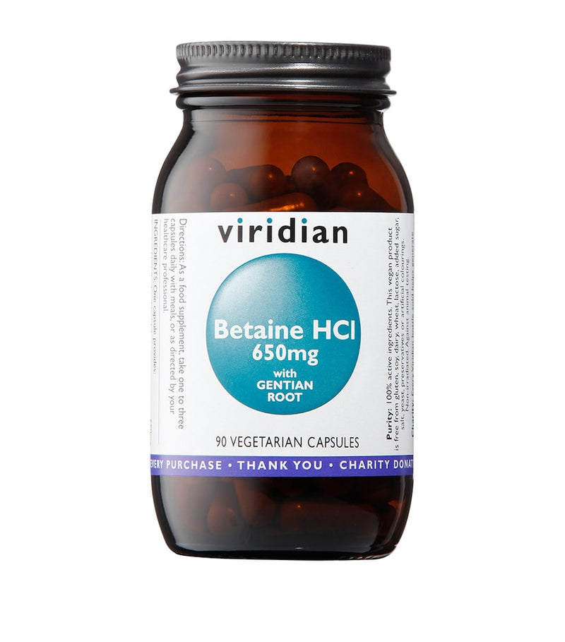 Viridian Betaine HCL supplement 90 capsules, imported from the UK