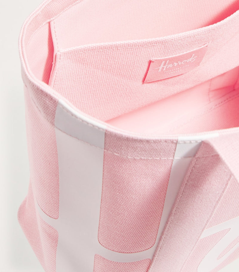 Harrods mini cotton logo tote bag candyfloss pink, UK version