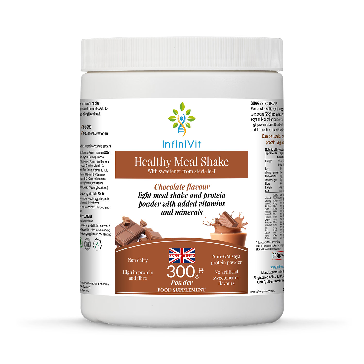 InfiniVit healthy meal shake chocolate 300g, UK version