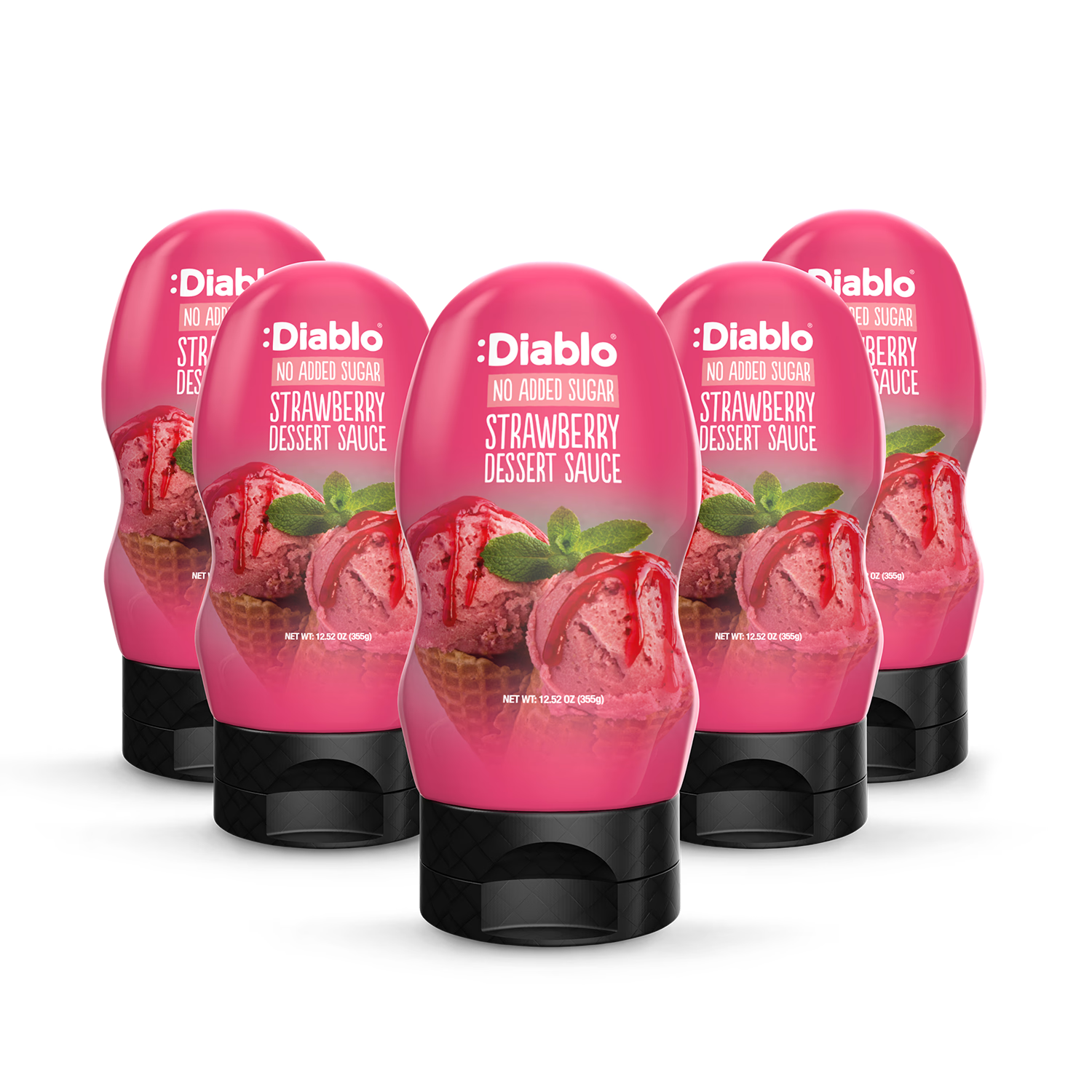 Diablo no added sugar strawberry dessert sauce 355g pack of 5, UK version