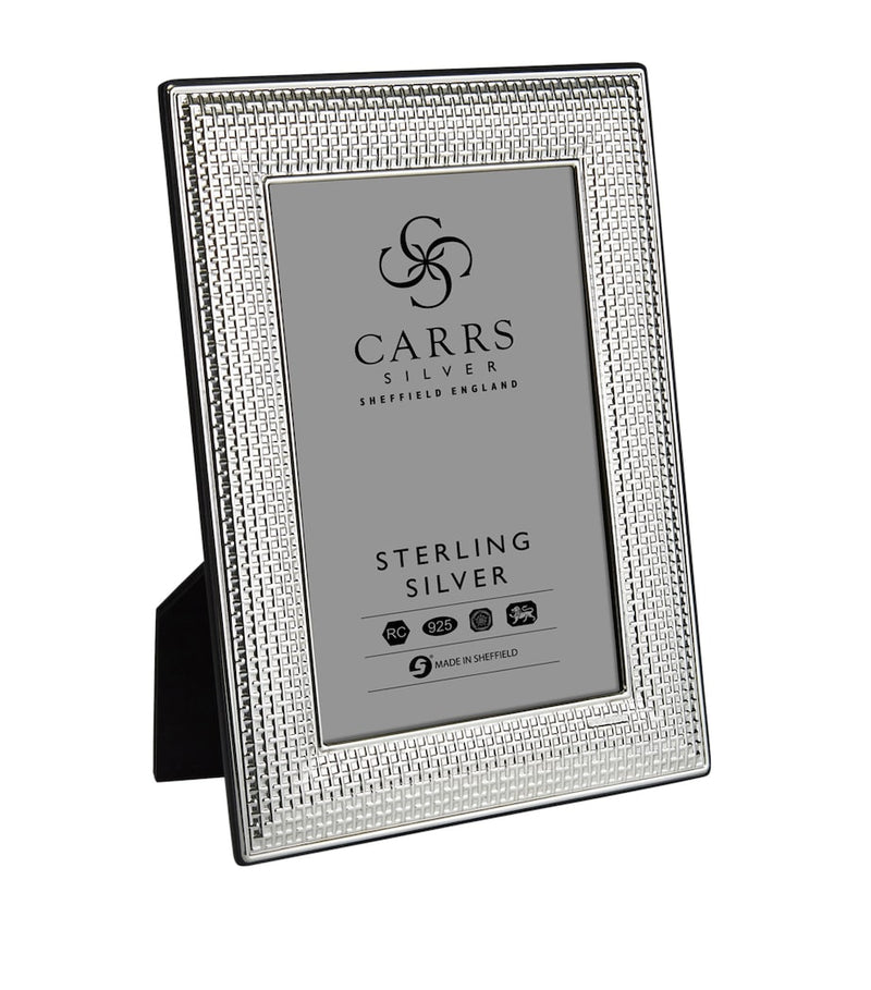 Carrs sterling silver photo frame cross stitch 7x5 inches, UK version