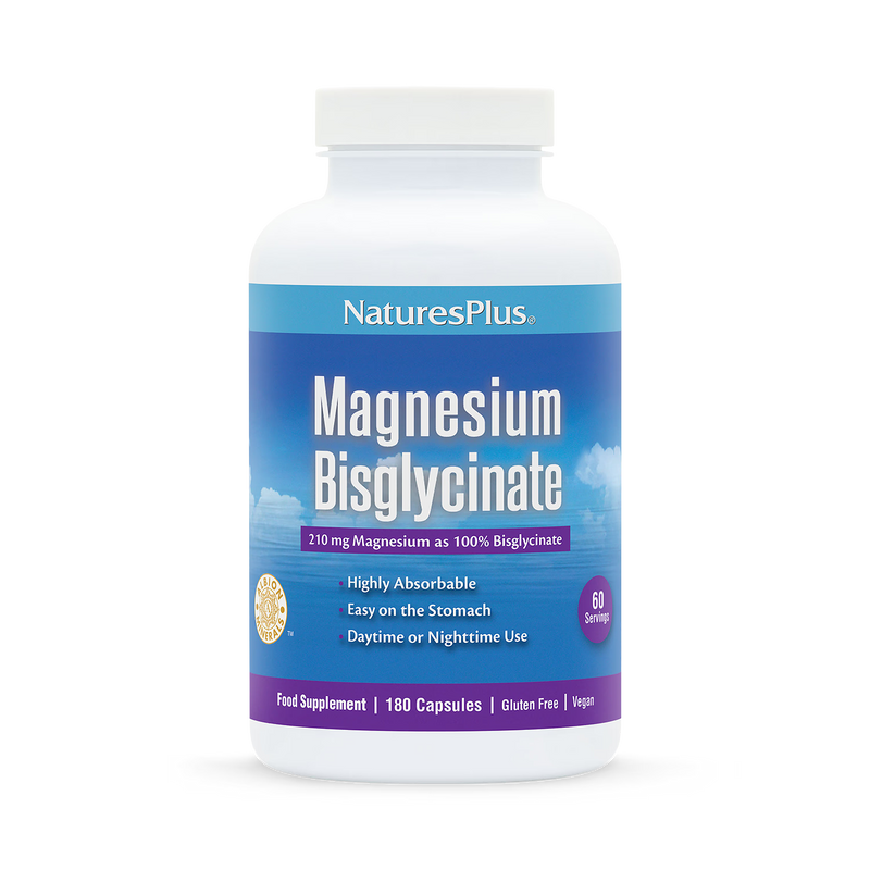 NaturesPlus magnesium bisglycinate supplement 180 capsules, UK version