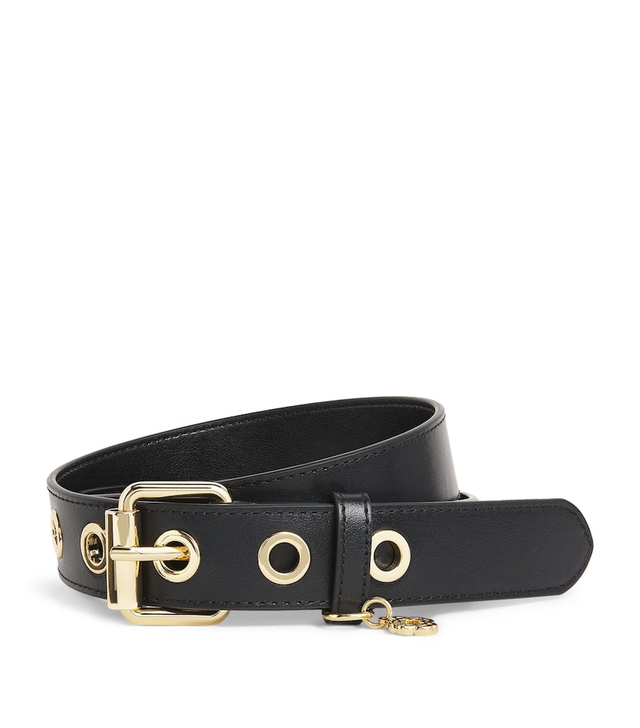 Maje Miss M leather belt with gold-tone chain details - British product