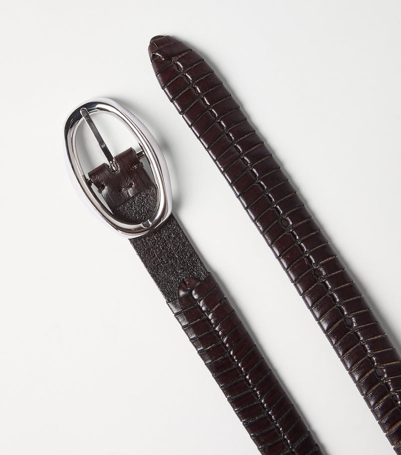 Brunello Cucinelli hand-braided leather woven belt, UK version