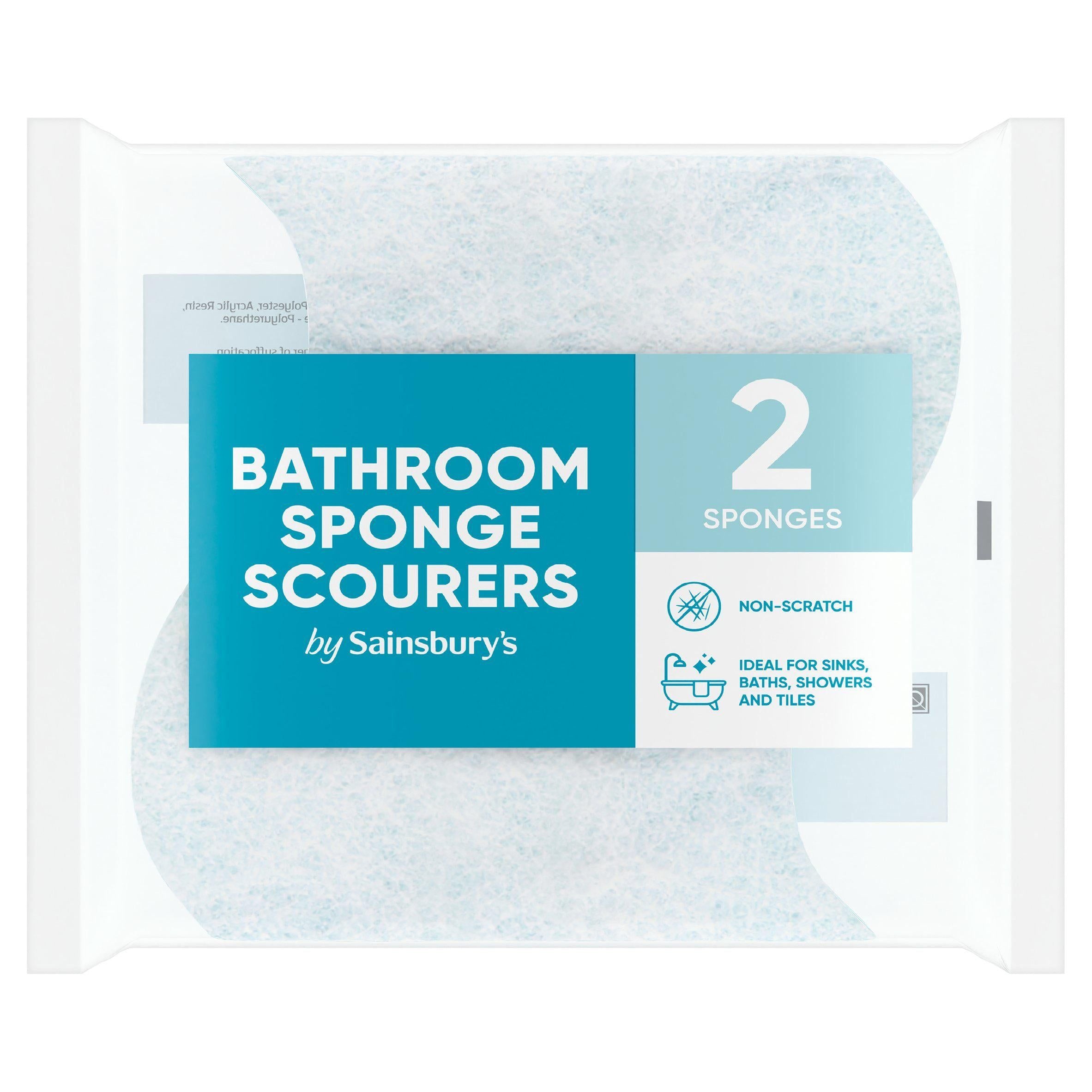 Sainsbury's Bathroom Cleaner Sponges x2 Rubber gloves cloths & sponges Sainsburys   