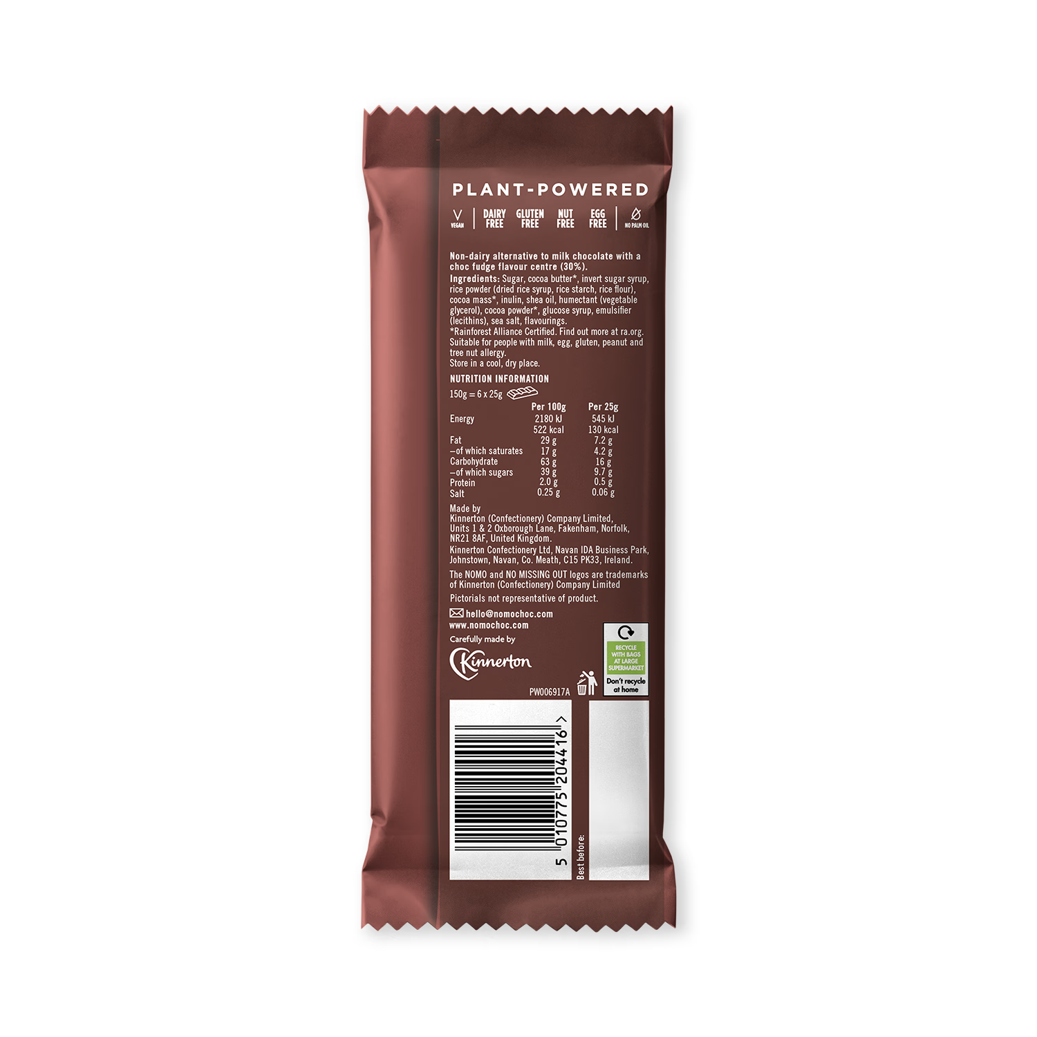 Nomo choc fudge chocolate bar 120g, UK version