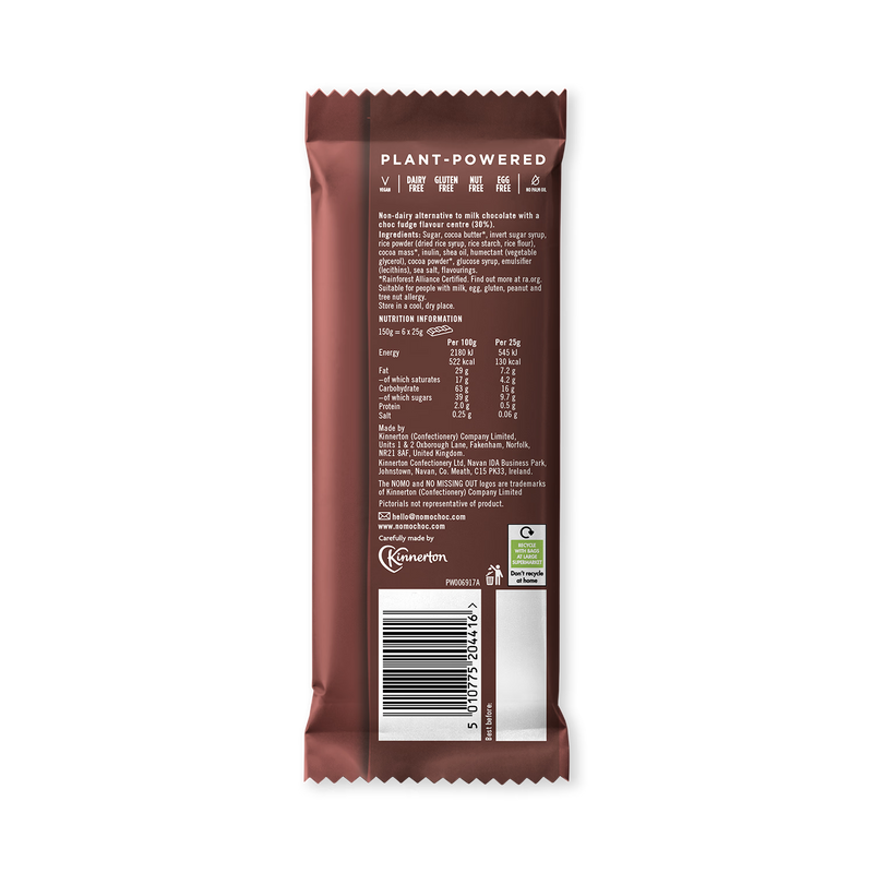 Nomo choc fudge chocolate bar 120g, UK version