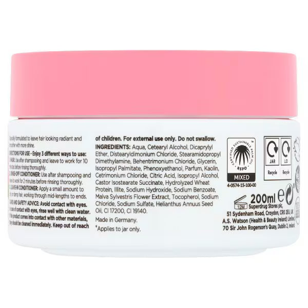 Superdrug Extracts hair mask marshmallow and pink clay jar (British brand)