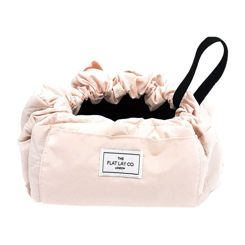 The Flat Lay Co. Open Flat Drawstring Makeup Bag in Blush Pink