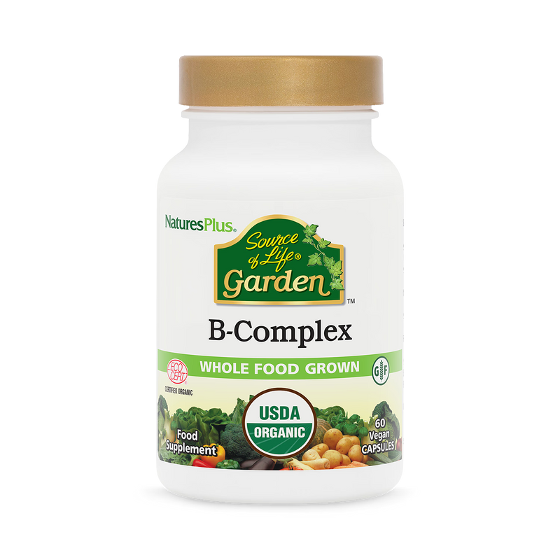 NaturesPlus Sol Garden Organic B Complex 60 capsules, imported from the UK