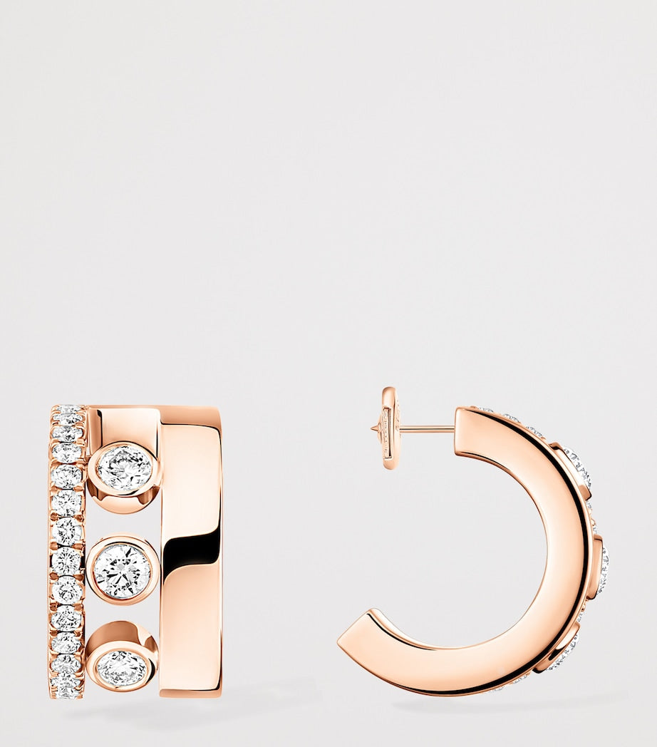 Messika Move Romane pink gold diamond hoop earrings - British product