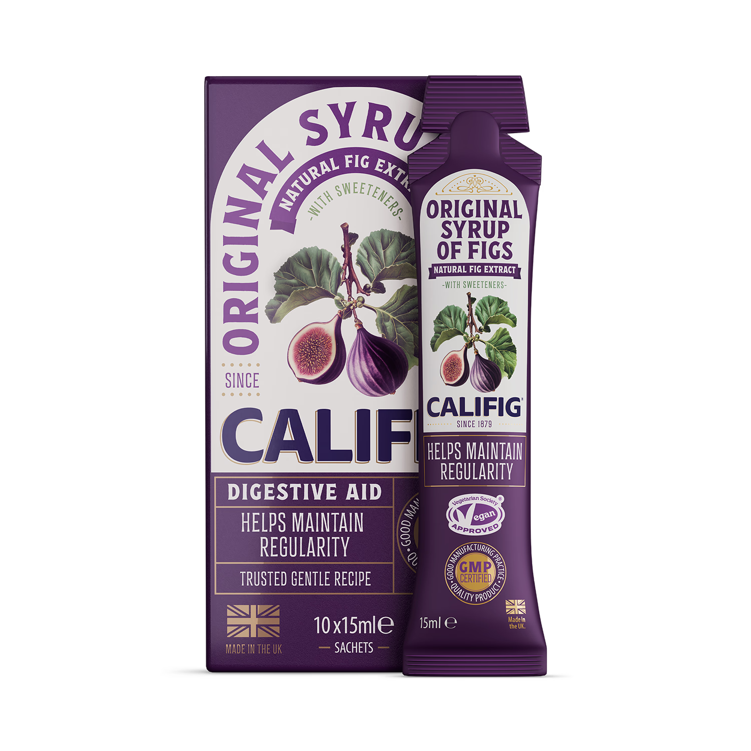 Califig syrup of figs on the go sachets 10 sachets, imported from the UK