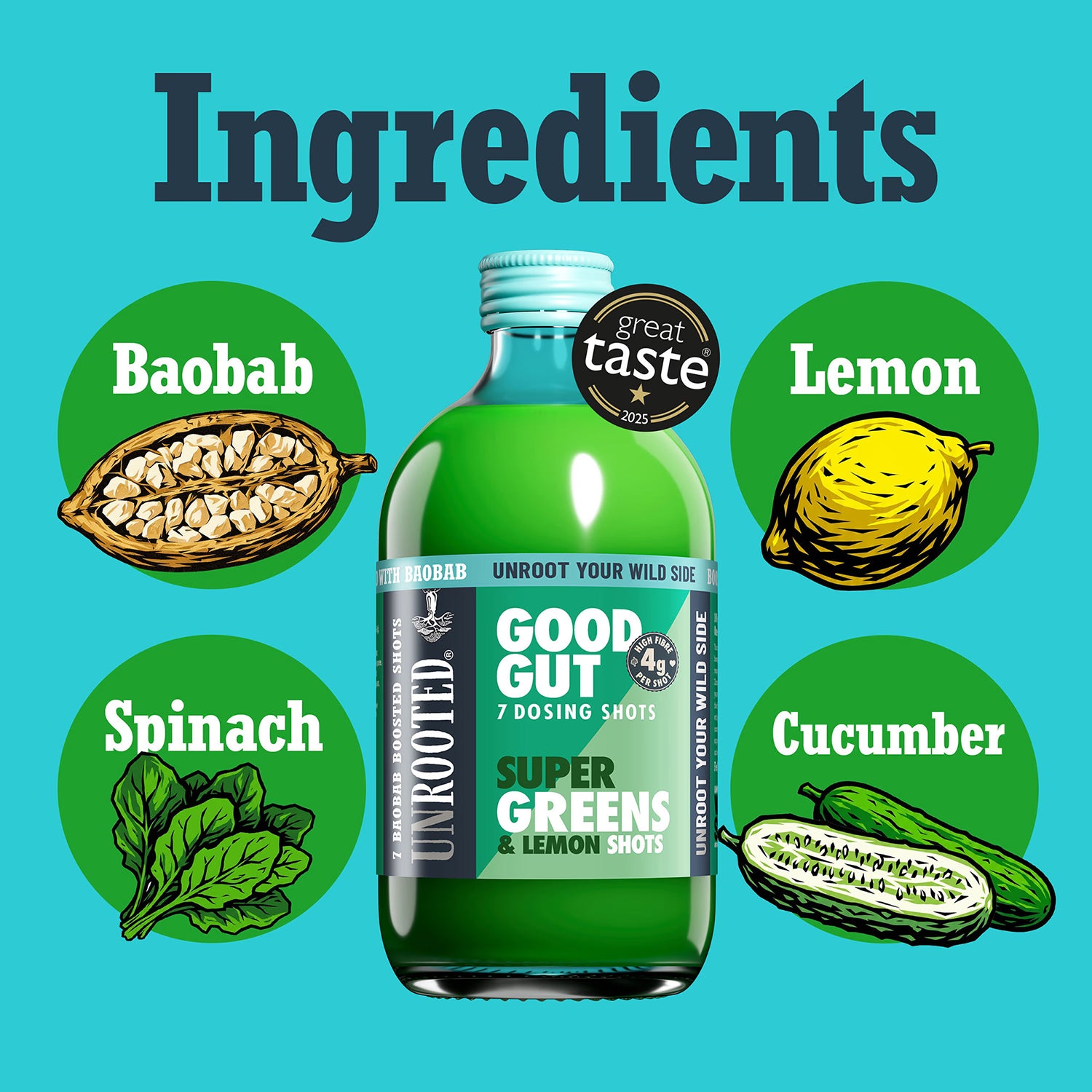 Unrooted Super Greens & Lemon dosing bottle 420ml, UK version