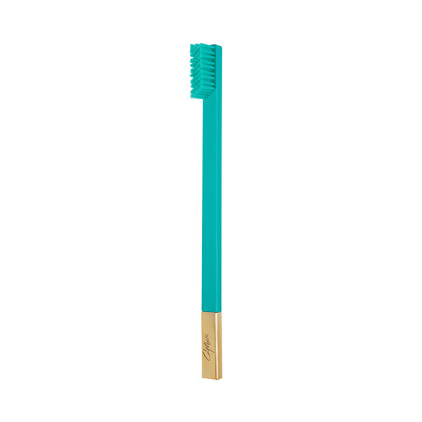 APRIORI Turquoise Blue Gold Medium Toothbrush - British product