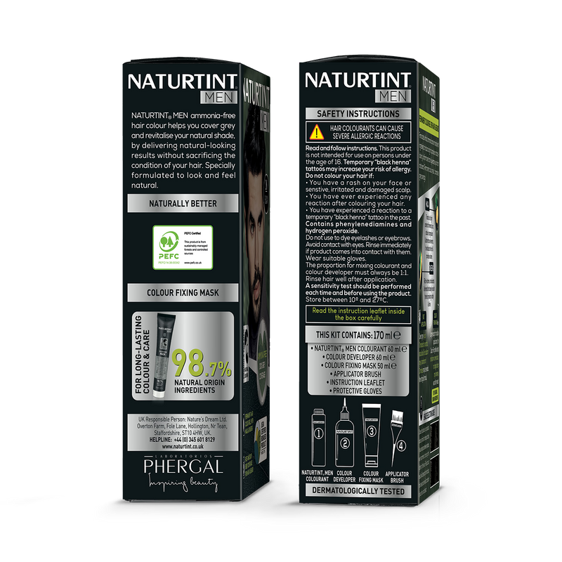 Naturtint Men hair colour gel 1N Black 170ml, imported from the UK