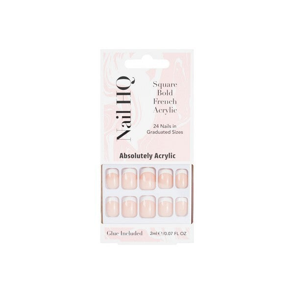 Nail HQ square bold French acrylic nails 24 pieces - British product