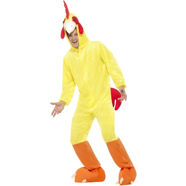 Smiffys chicken costume yellow jumpsuit with hood, UK version