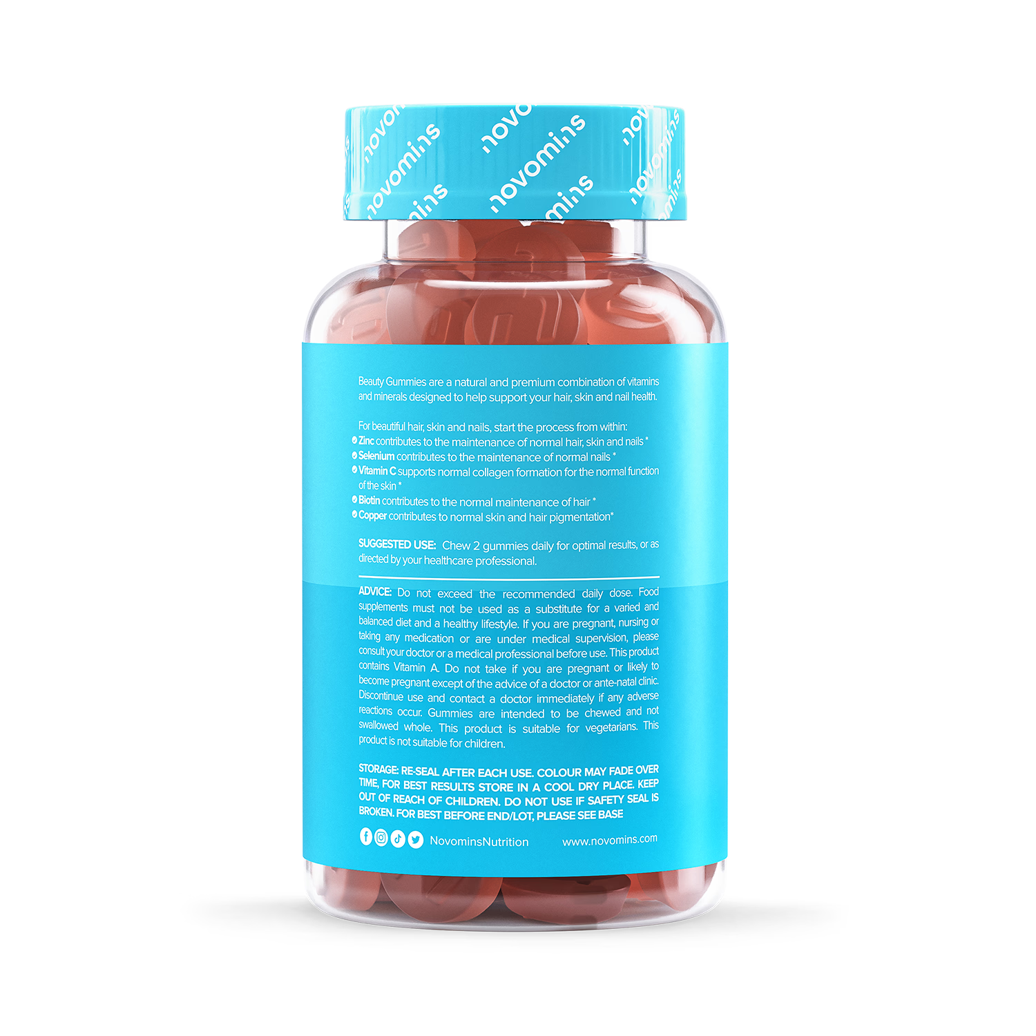 Novomins hair skin nails orange gummies 60 count - British product