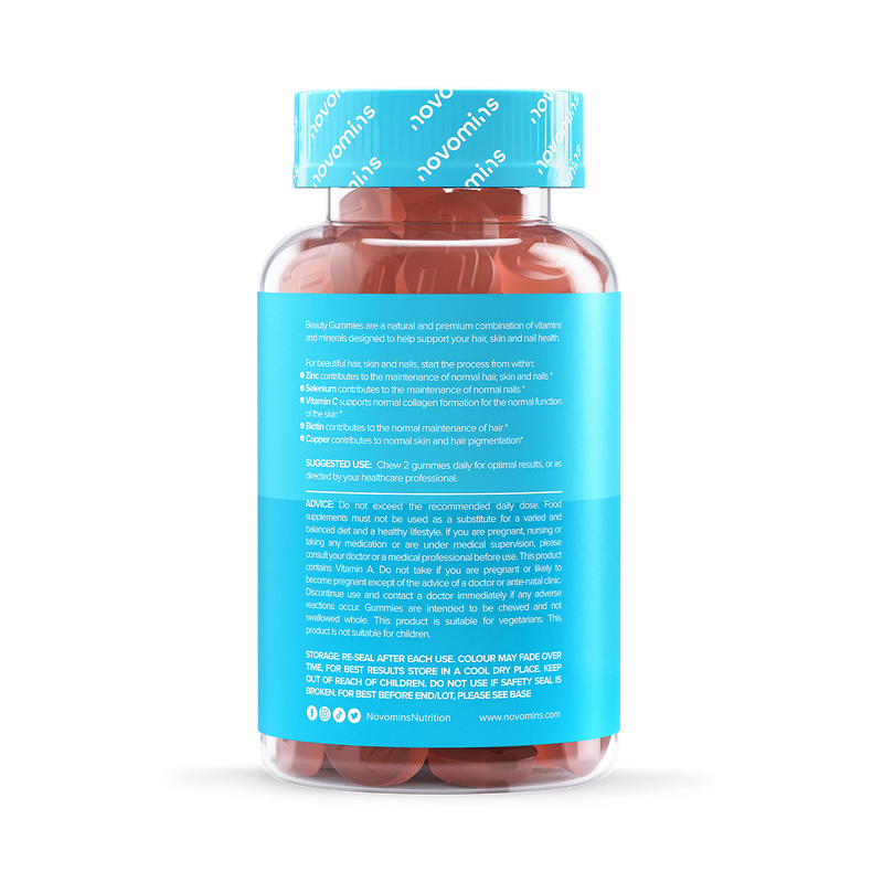 Novomins hair skin nails orange gummies 60 count - British product