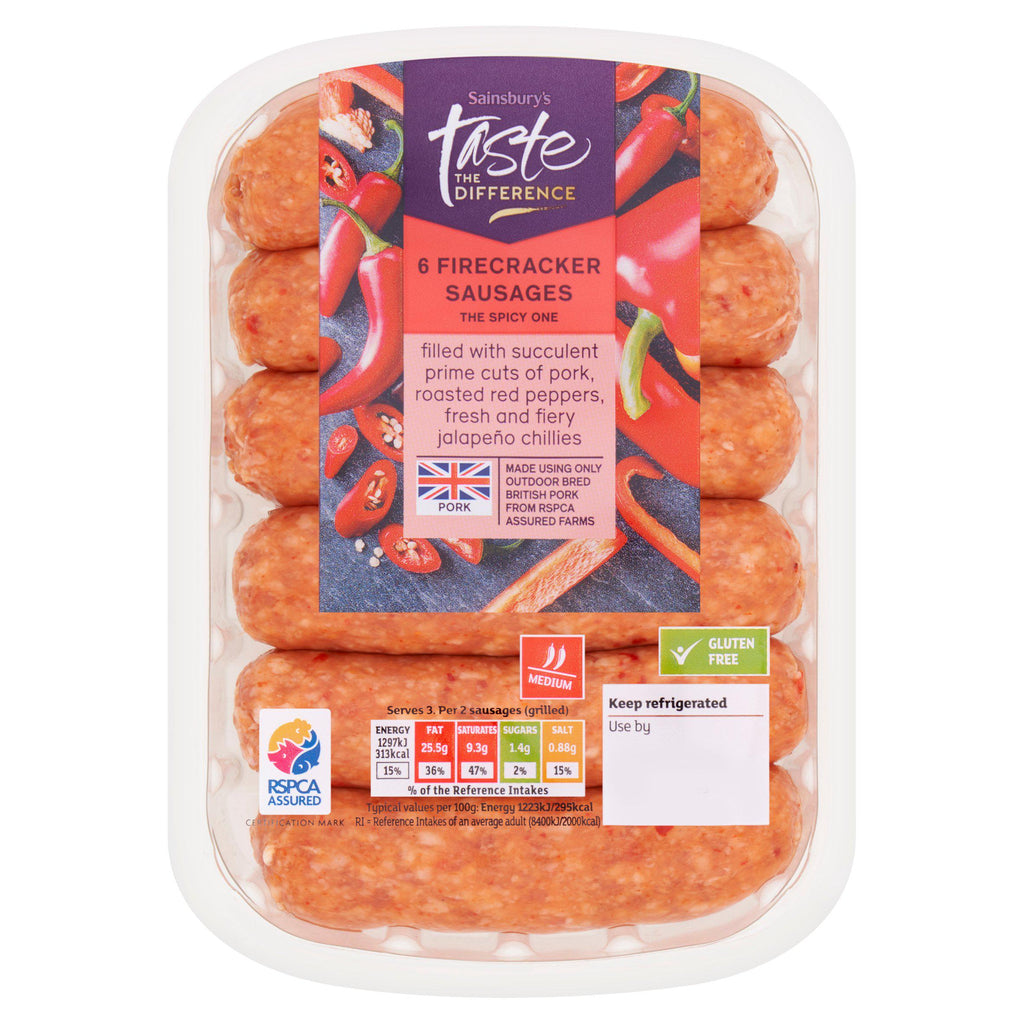 Sainsbury's Firecracker British Pork Sausages, Taste the Difference x6 (The Spicy One)