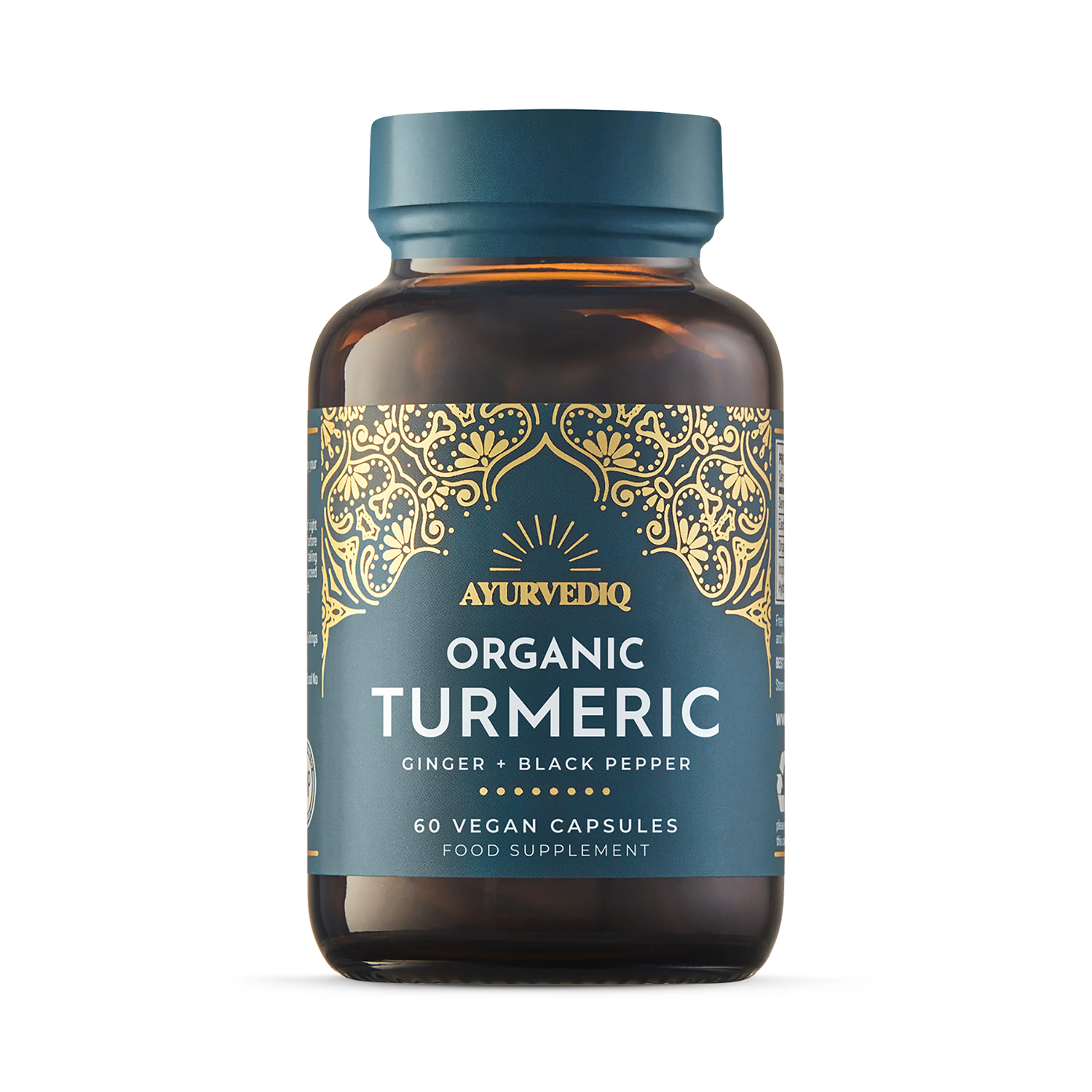 Ayurvediq organic turmeric ginger black pepper capsules 60 capsules - British product
