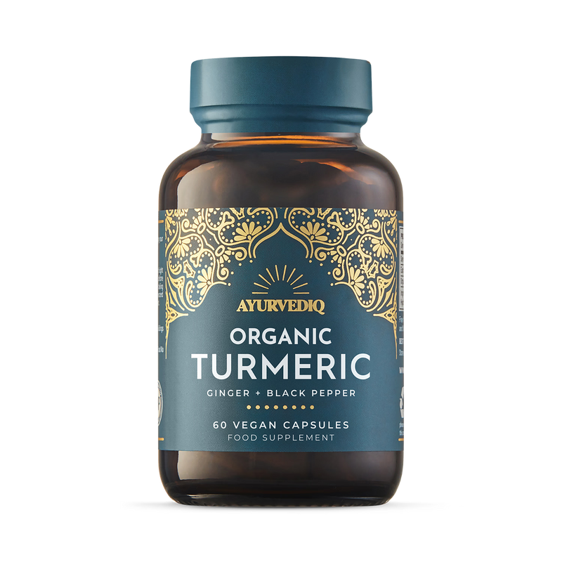 Ayurvediq organic turmeric ginger black pepper capsules 60 capsules - British product