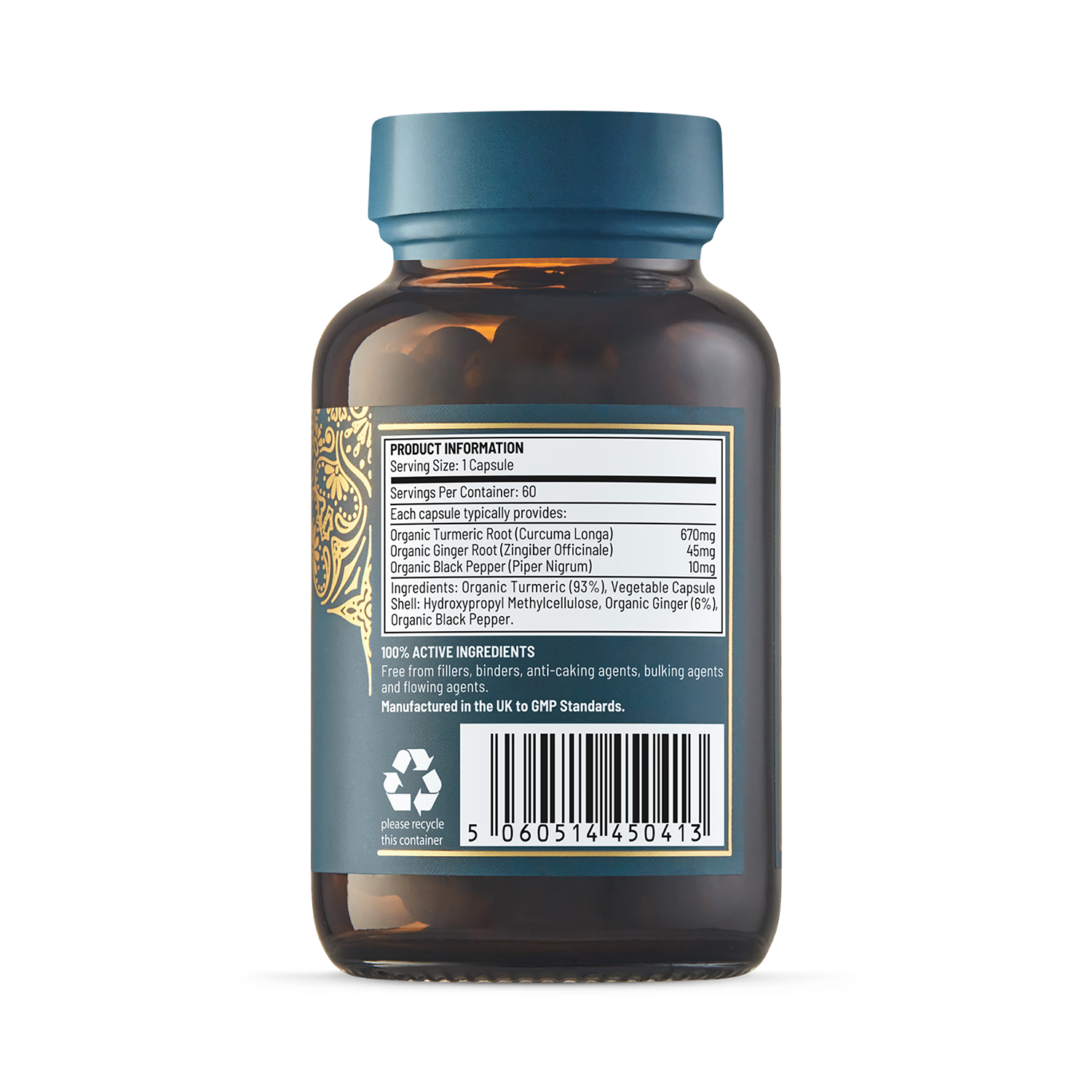 Ayurvediq organic turmeric ginger black pepper capsules 60 capsules - British product